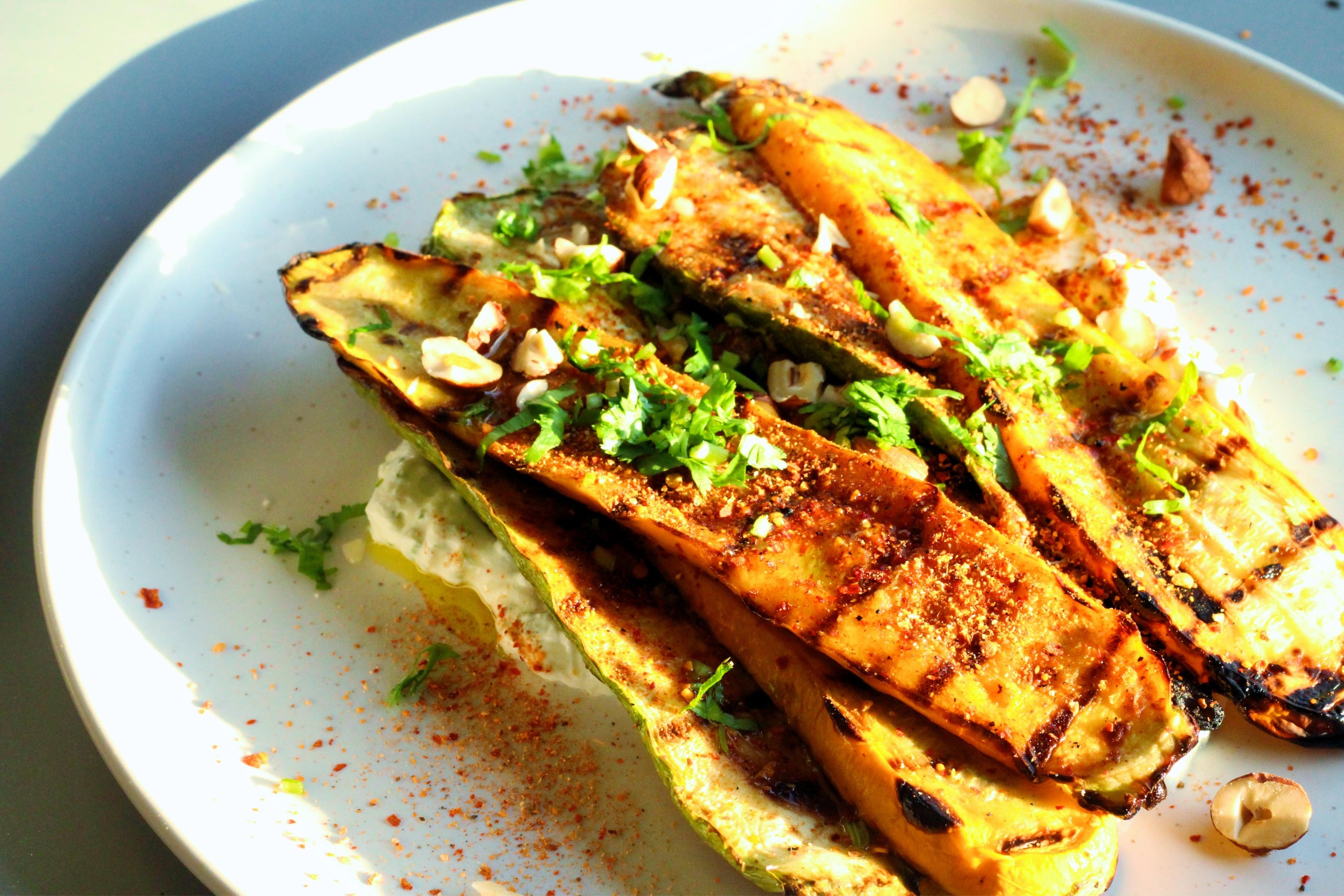 Grilled Zucchini with Natural Yogurt and Chili