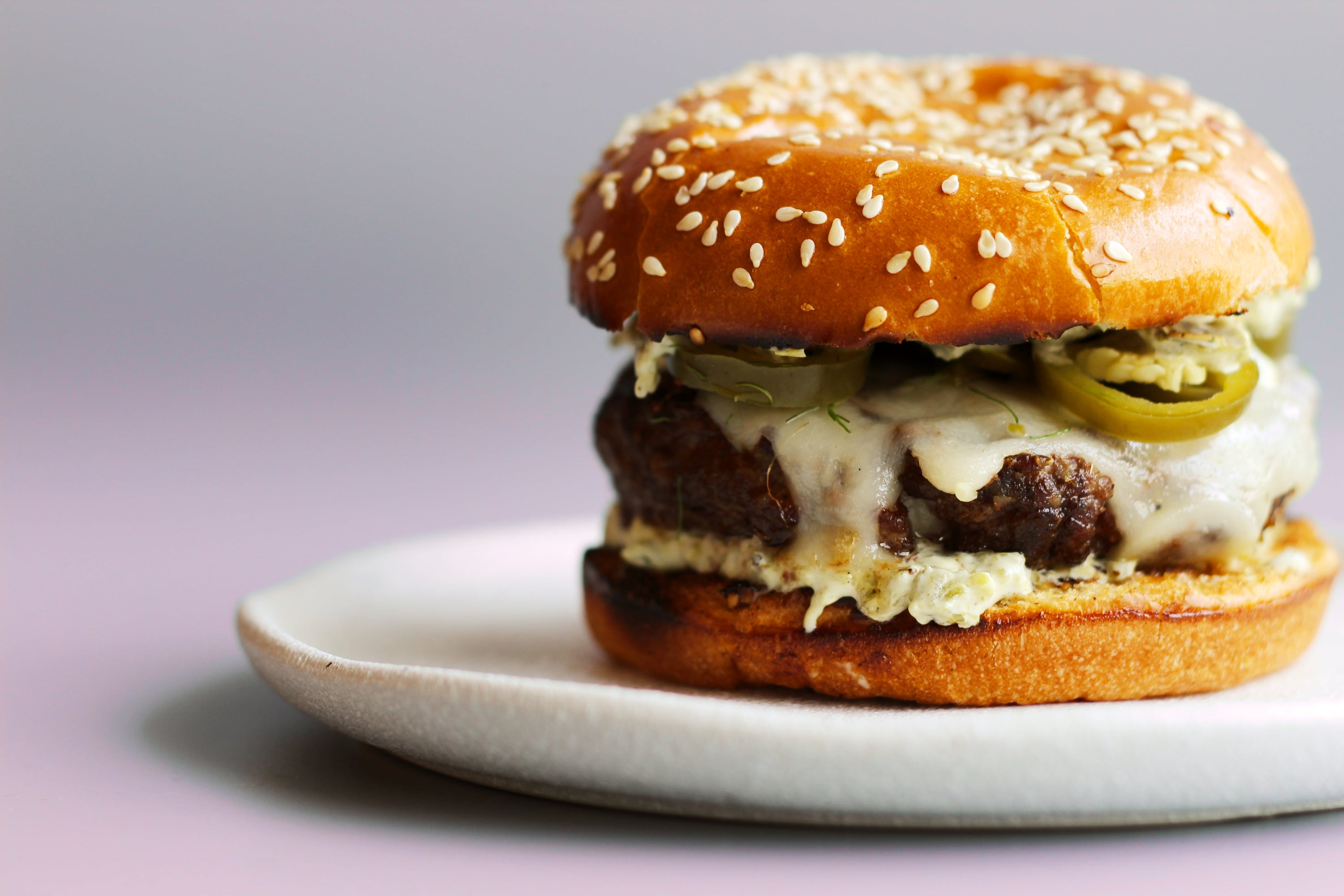Cheeseburger with Pickled Jalapeños and Roasted Jalapeño Mayo