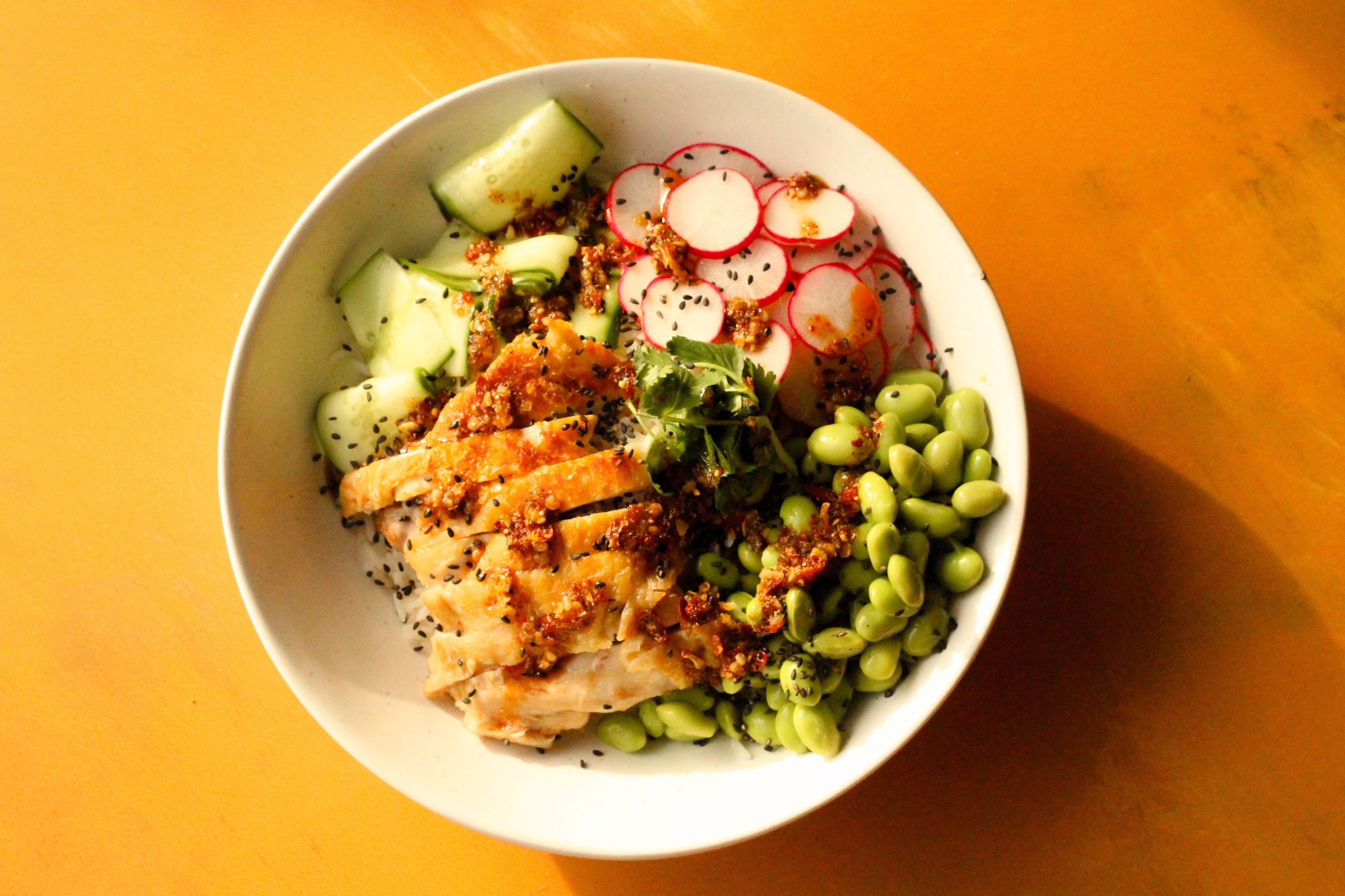 Sushi Rice Bowl with Chicken & Chili Crunch