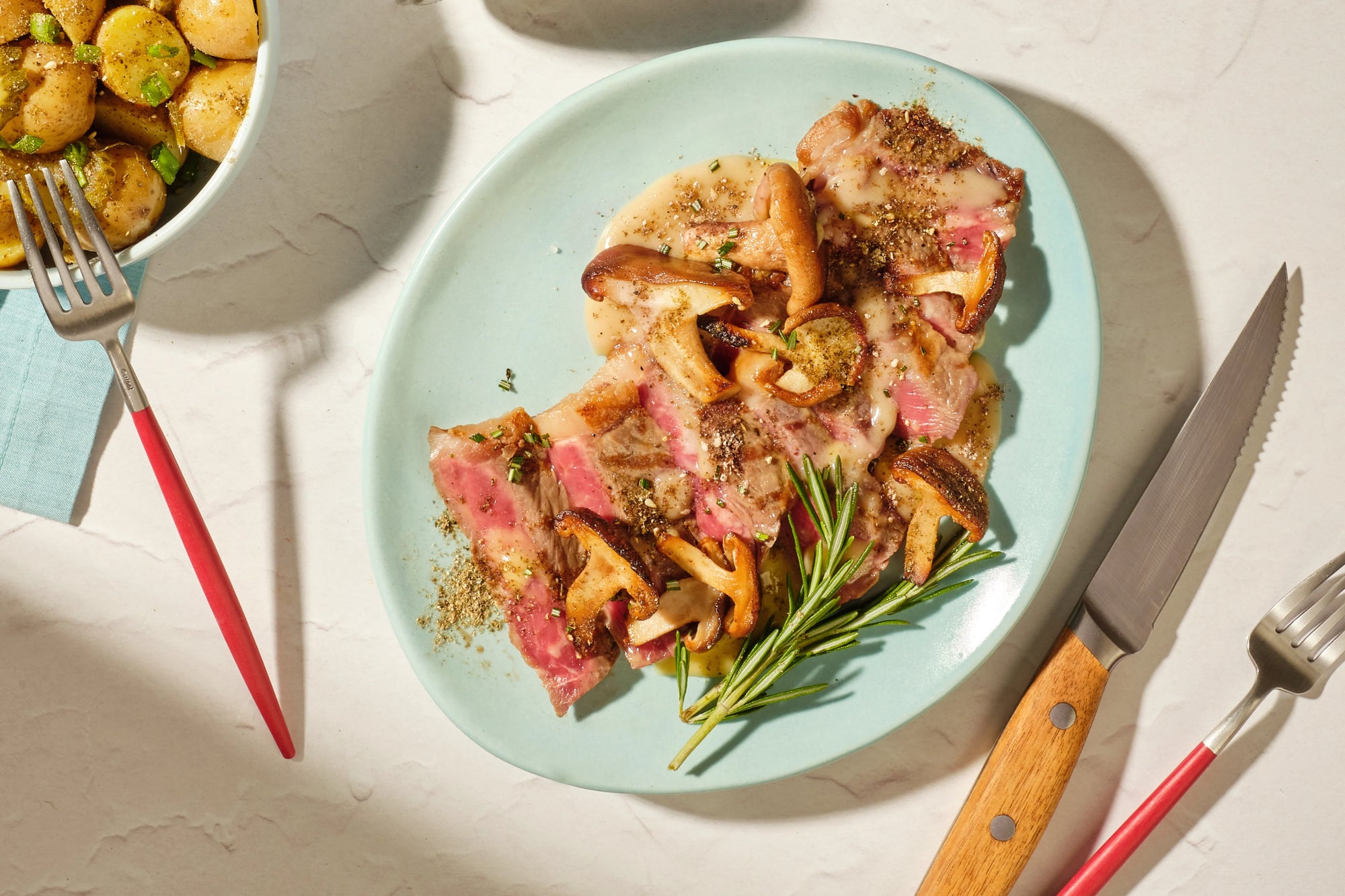 Steak with Umami Rich Pepper Pan Sauce