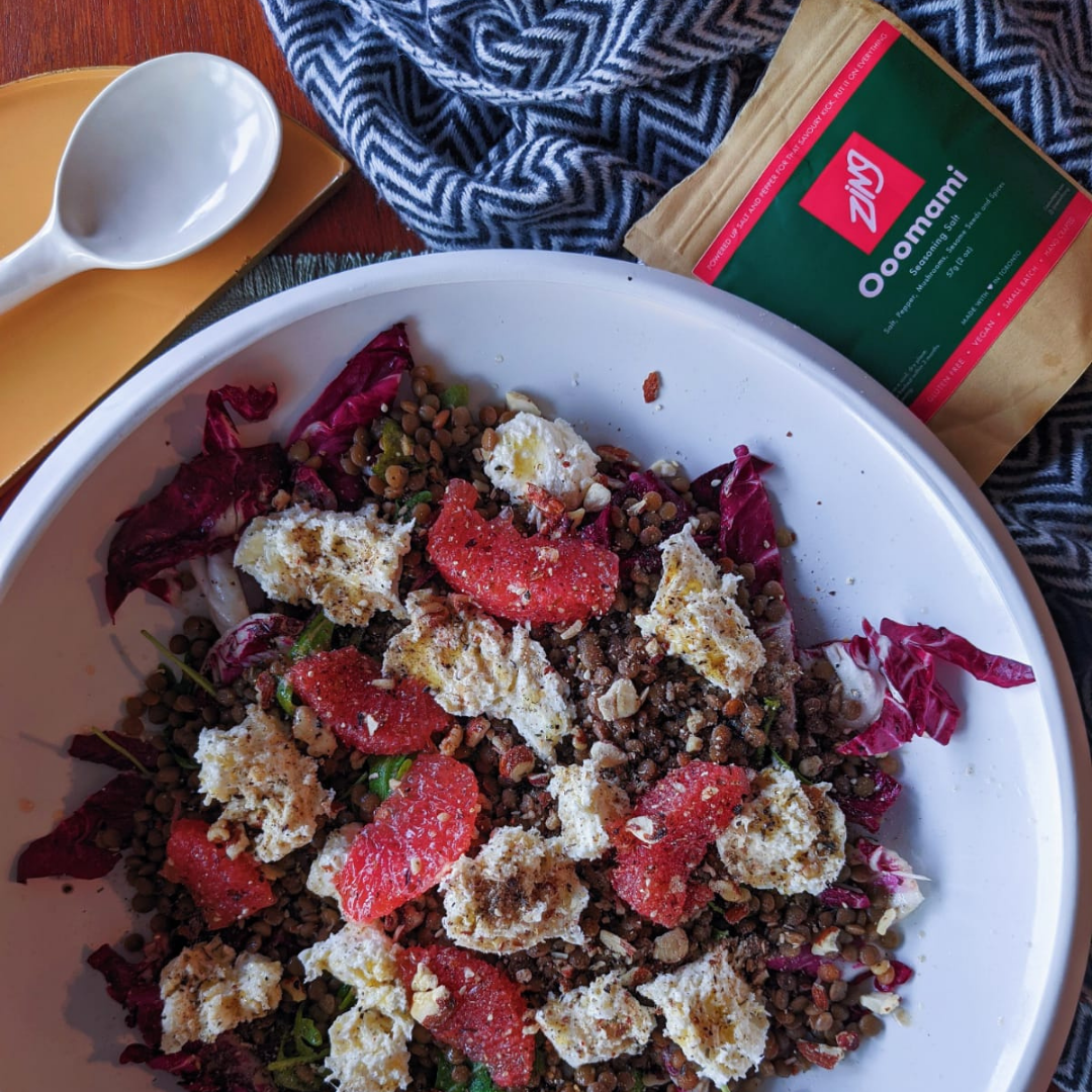 Lentil Salad with Mozzarella and Grapefruit Vinaigrette