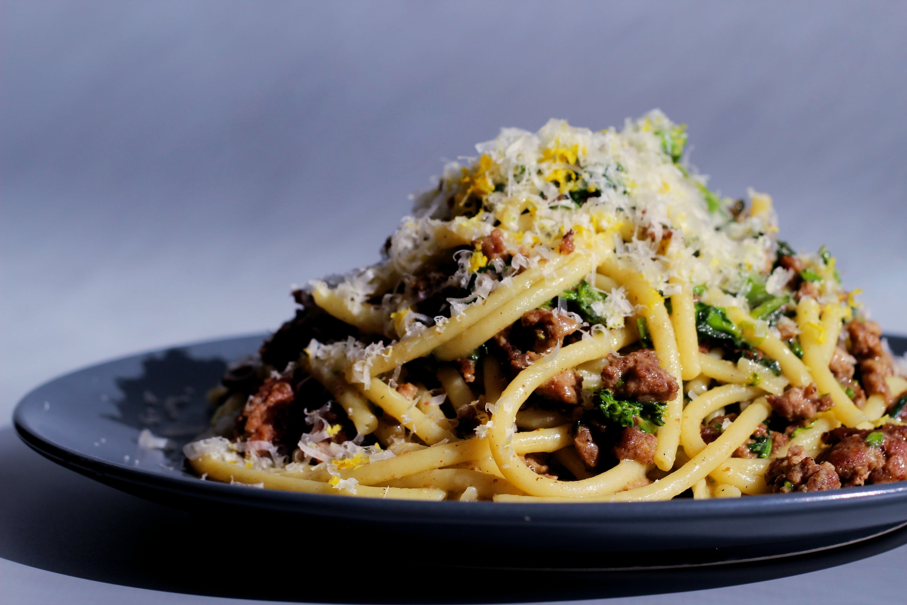 Lamb (or Mushroom) Bucatini with Rapini