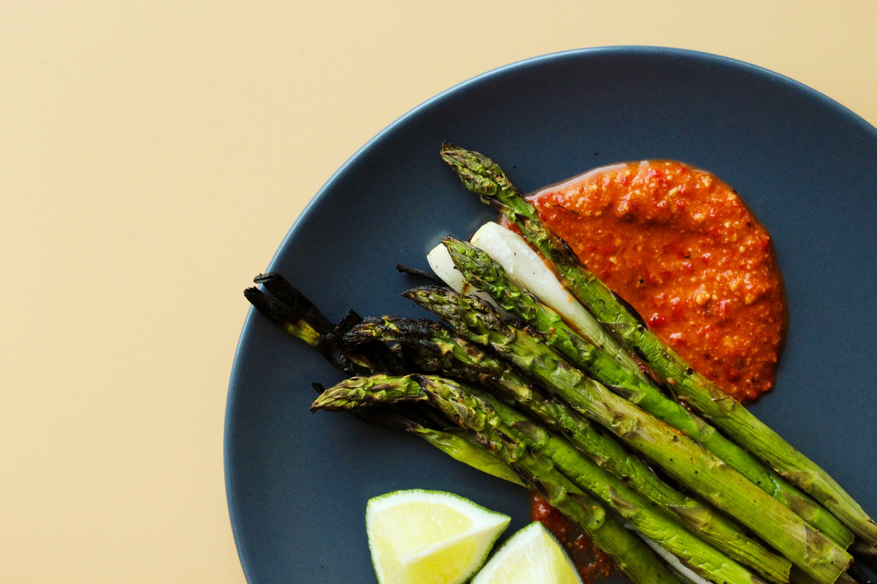 Charred Green Onions and Asparagus with Mo’mesco