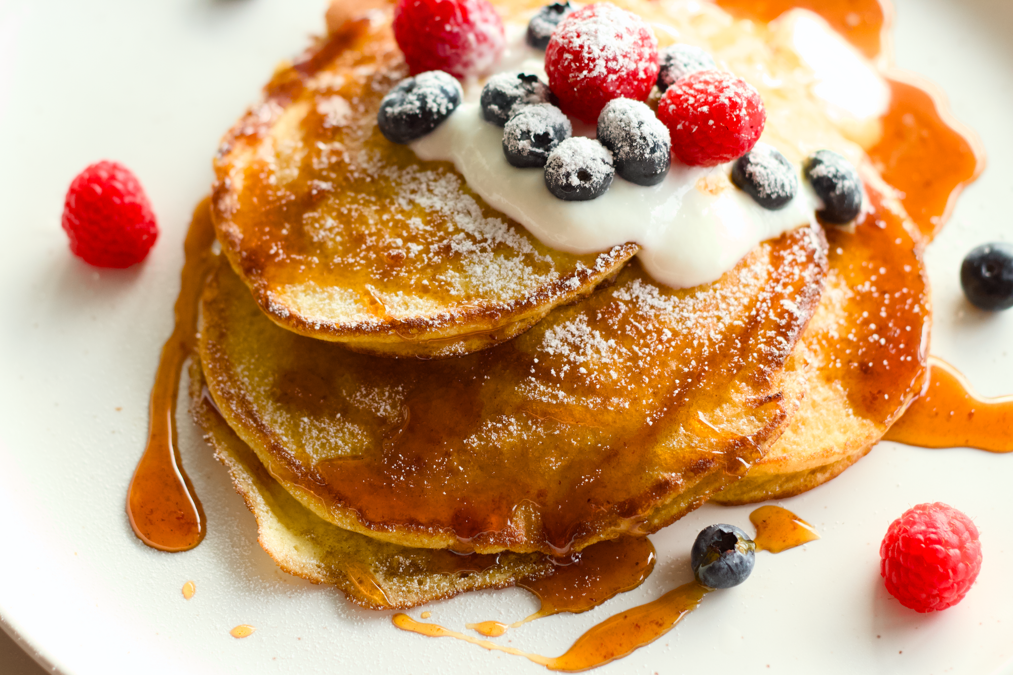 Fluffy Souffle Pancakes with Yogurt and Hot Honey