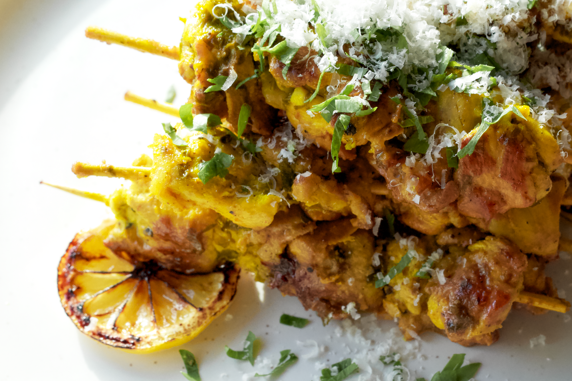 Garlic, Lemon and Parmesan Chicken Skewers