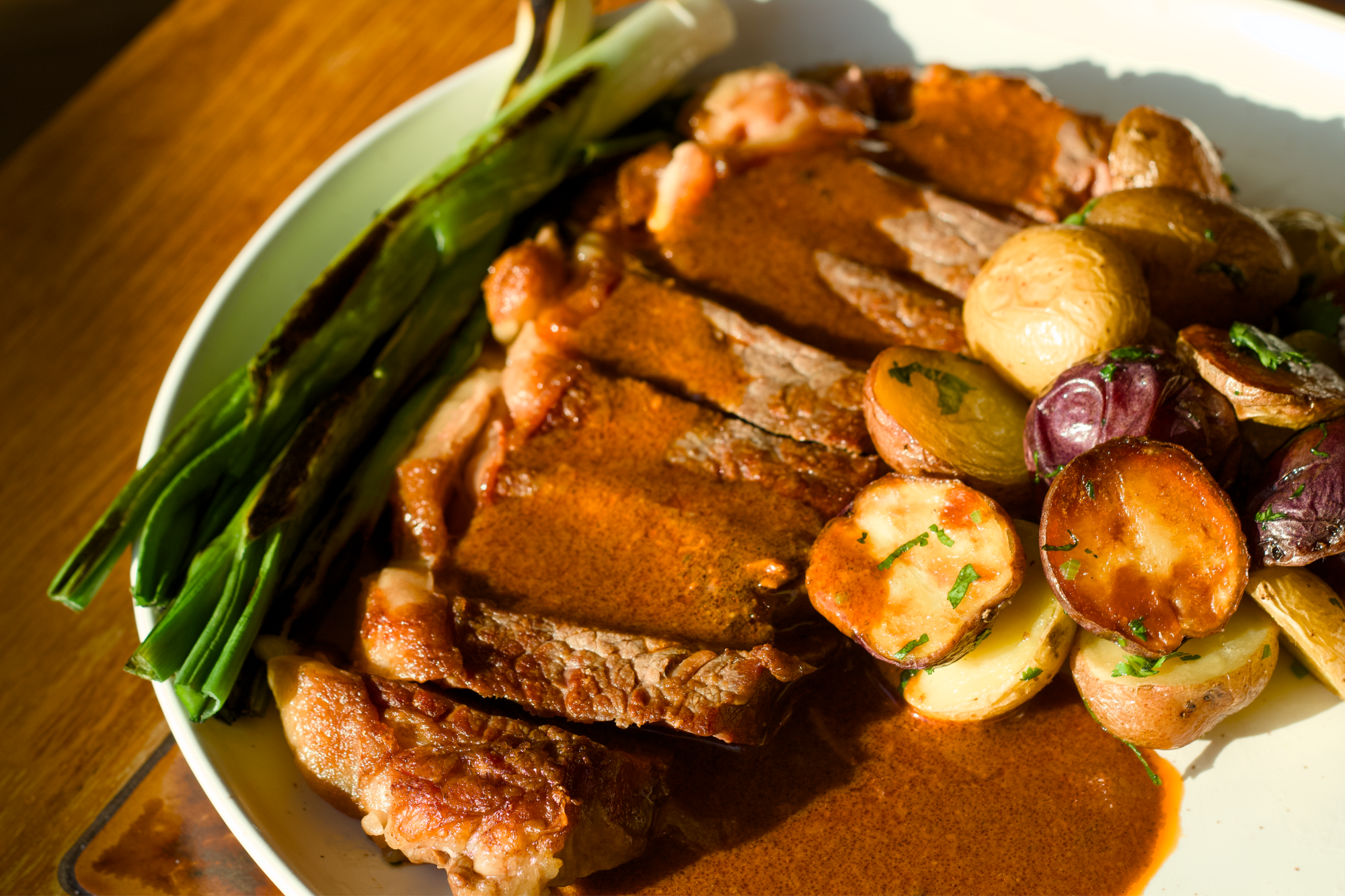 Steak with Chili Miso Jus