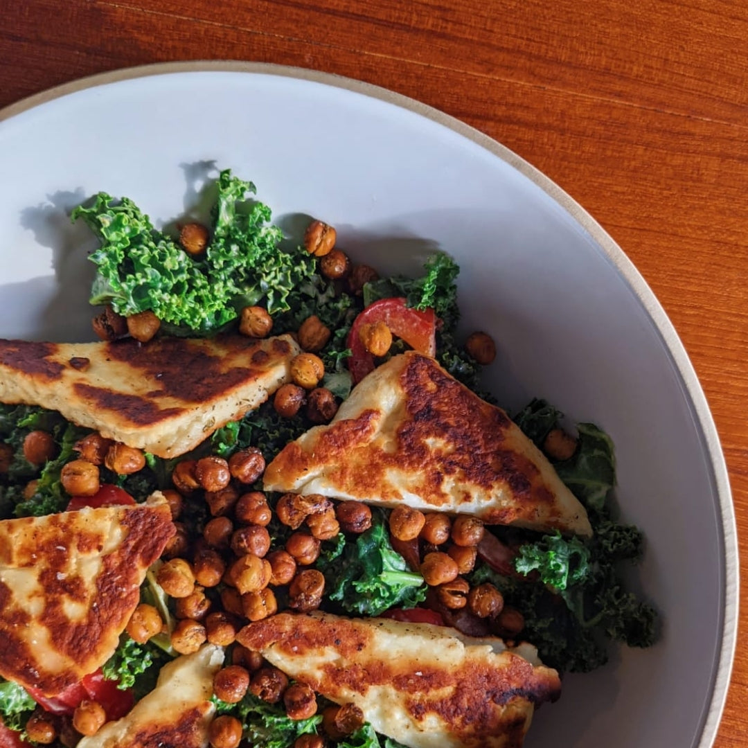 Kale, Halloumi and Chickpea Salad