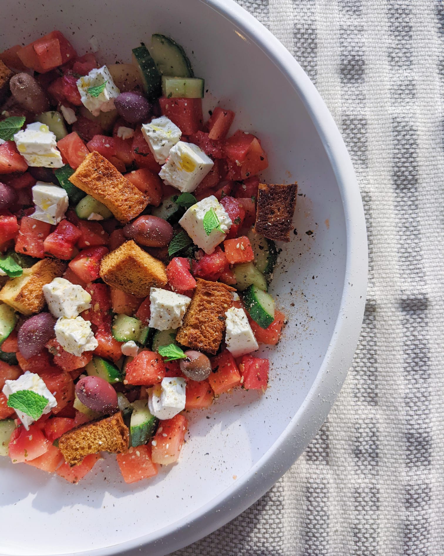 Cucumber, Watermelon and Feta Salad