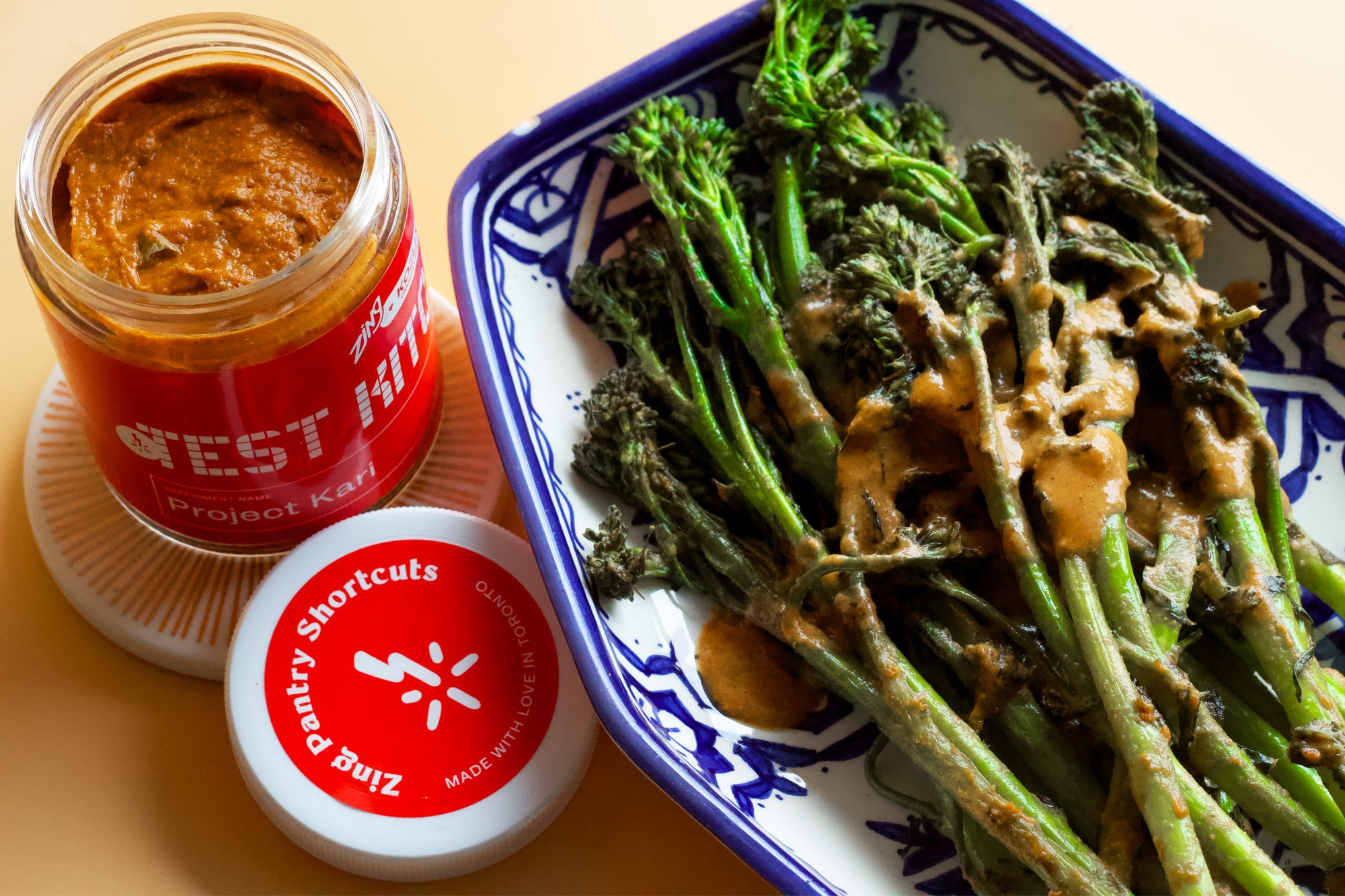 Charred Broccolini with Curry Mustard Sauce